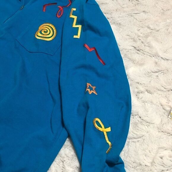 vintage 90s pop art embroidered pullover sweatshirt size M - Picture 7 of 11